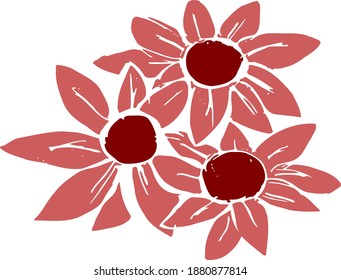 ein Haufen rosafarbener Blumen einzeln auf Vektorgrafik