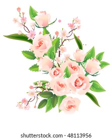 Bunch of pink roses