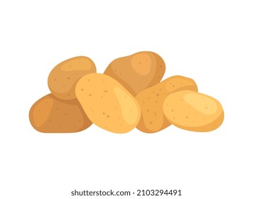 Bunch of potatoes concept. Sticker with tubers of ripe fresh vegetables. Healthy and delicious food. Design element for advertising. Cartoon flat vector illustration isolated on white background