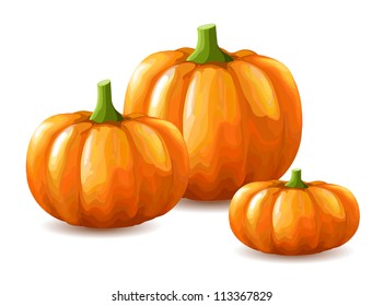 Bunch of pumpkins on white background