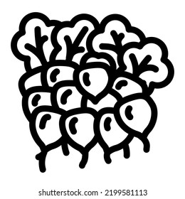 bunch radish line icon vector. bunch radish sign. isolated contour symbol black illustration