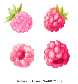 a bunch of raspberries with leaves on them
