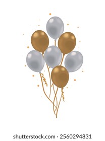 bunch realistic balloon helium icon isolated