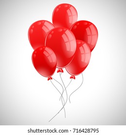 Montón de globos rojos en ilustración de fondo blanco