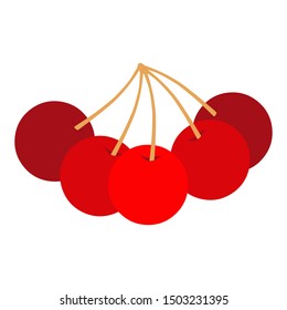 Bunch of Red Cherries - Cartoon Vector Image