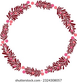 Bunch for red fern leaves and berry wreath for decoration on Christmas holiday event.