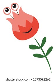A bunch of red flowers and green leaves placed in a vase vector color drawing or illustration 