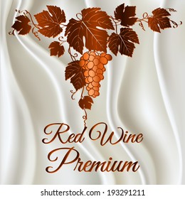 ? bunch of red grapes (grape vine) on a white cloth in gold style