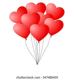 Bunch of red heart shaped balloons