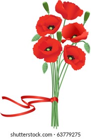Bunch of red poppies