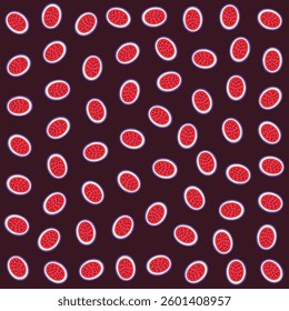 a bunch of red and white circles on a black background