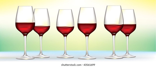 bunch of red wine glasses on soft background