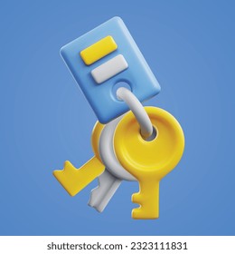Bunch of regular and electronic keys for home and car, 3D realistic vector illustration isolated on color background. Keys symbol of property safety and buying.
