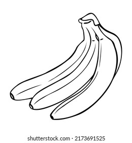 A bunch of ripe bananas, monochrome vector illustration in cartoon style on a white background.