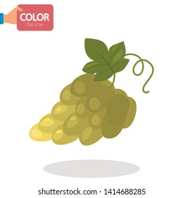 Bunch of ripe grapes color vector icon. Flat design