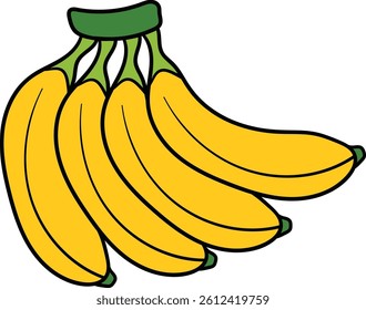 Bunch of ripe yellow bananas illustration