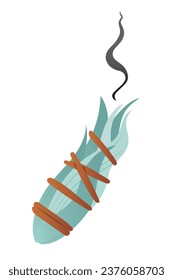 Bunch of sage herbs for space fumigation, isolated vector illustration