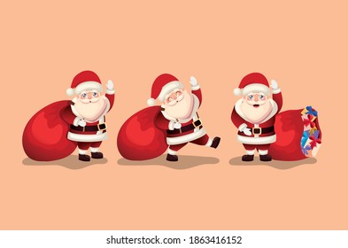 conjunto de iconos de santa claus diseño de ilustración vectorial