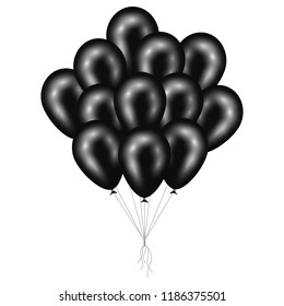 A bunch of shiny black balloons. Vector