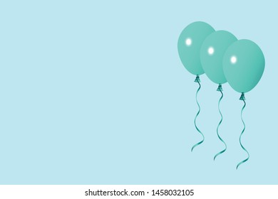 Bunch of shiny turquoise balloons on pastel background. Object isolated. isolated. element vector illustration