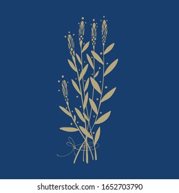 bunch of spikelets on a blue background, vector illustration
