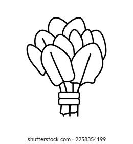 Bunch-Spinat-Symbol-Vektorgrafik. Stachelspinat-Schild. isoliertes Kontursymbol