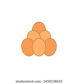 A bunch stack pile of whole chicken eggs. Isolated color vector on white background.