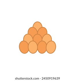 A bunch stack pile of whole chicken eggs. Isolated color vector on white background.