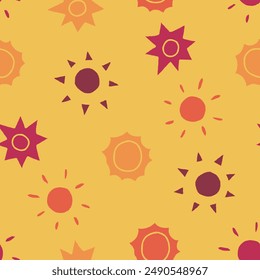 Bunch of Sun Vector Seamless Pattern illustration Design