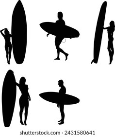 A bunch of Surfer silhouette