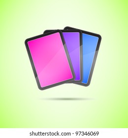 Bunch of Tablet Computers with Touch Screen. Vector Illustration