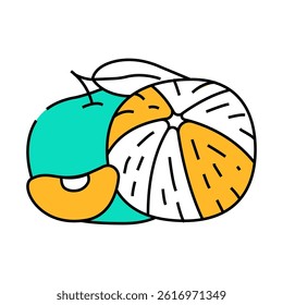 bunch tangerine line icon vector. bunch tangerine sign. isolated symbol illustration
