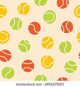 Bunch of Tennis Ball Vector Seamless Pattern illustration Design