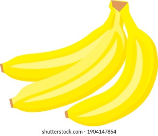Bunch of three yellow bananas