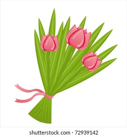 bunch of tulips isolated on white
