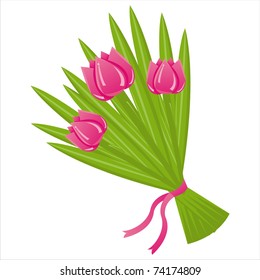 bunch of tulips isolated on white