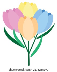 Bunch Tulips Pastel Colors Stock Vector (Royalty Free) 2176255197 ...