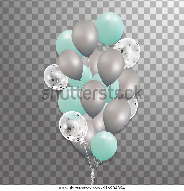 Bunch Turquoise Silver White Transparent Helium Stock Vektorgrafik