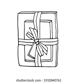 bunch of two gifts ribbon - hand drawn vector sketch. Drawing of gift boxes (books) - vector illustration in sketch style