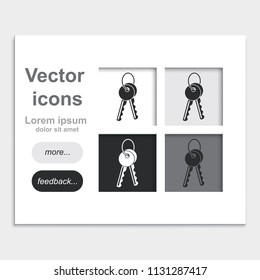 Bunch of two keys placed on web page template flat vector icon.