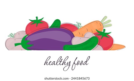Haufen Gemüse Doodle Stil ClipArt