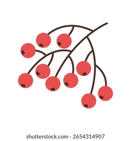 Bando de viburnum. Elemento de floresta de outono. Ilustração vetorial.
