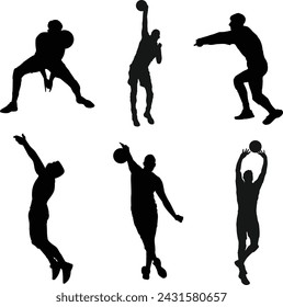A bunch of volleyball player silhouette