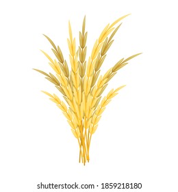 Bunch of wheat on white background. Vector illustration.