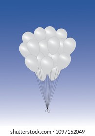 A bunch of white air balloons on blue background