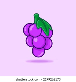 Montón de uvas de vino con ícono de vector púrpura hoja plana para aplicaciones de alimentos y sitios web