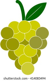 Bunch of wine grapes with leaf flat color icon for food apps and websites