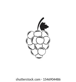 Bunch of wine grapes with leaf icon for food apps and websites