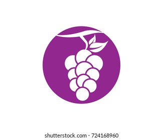 Bunch of wine grapes with leaf icon for food apps and websites