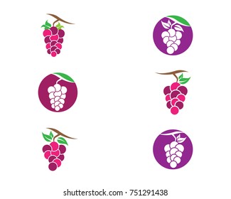 Bunch of wine grapes with leaf icon for food apps and websites